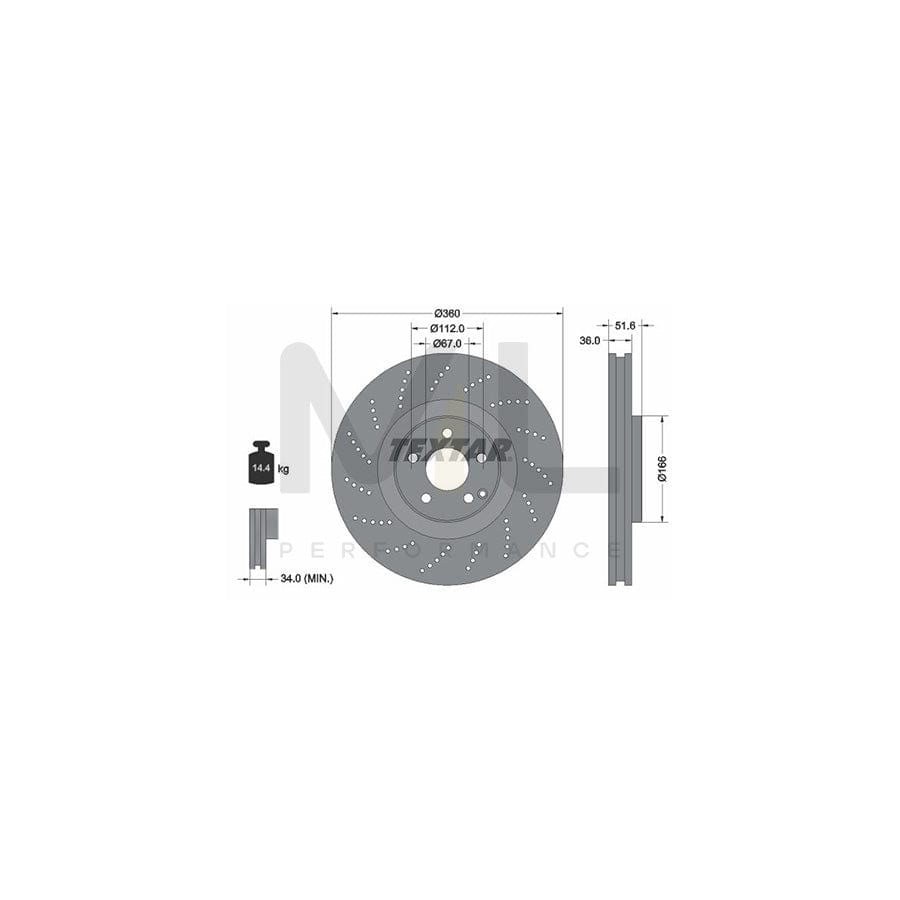 TEXTAR PRO+ 92283905 Brake Disc suitable for MERCEDES-BENZ CLS Internally Vented, Perforated, Coated, High-carbon, without wheel hub, without wheel studs | ML Performance Car Parts