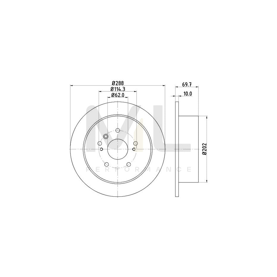 HELLA PRO 8DD 355 114-991 Brake Disc Solid, Coated, without wheel hub, without wheel studs