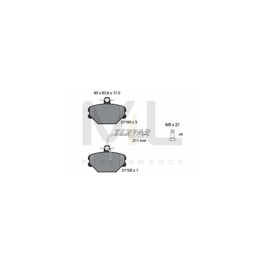 TEXTAR 2110005 Brake pad set with integrated wear warning contact, with brake caliper screws | ML Performance Car Parts