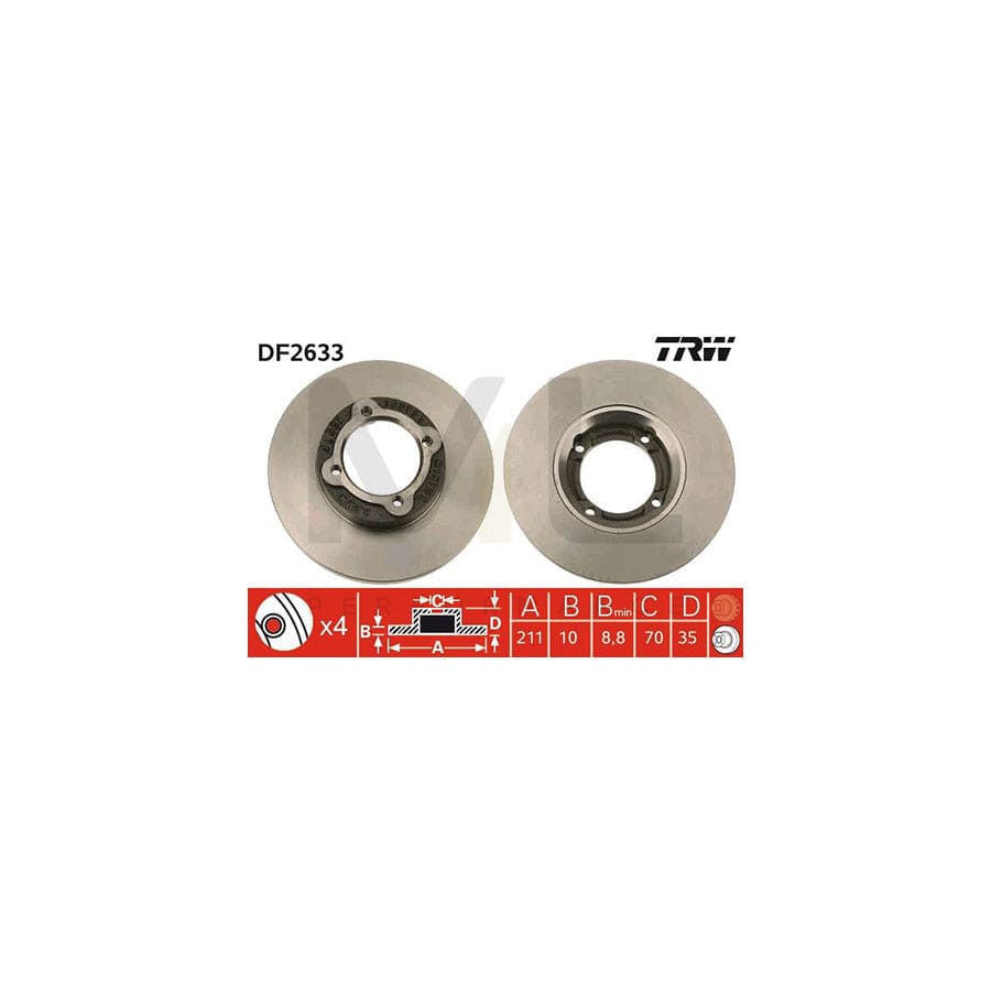 TRW DF2633 Brake Disc Solid, Painted | ML Performance Car Parts