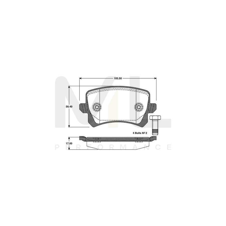 Bosch 0986Tb3125 Brake Pad Set For Vw Golf V Hatchback (1K1) Excl. Wear Warning Contact | ML Performance Car Parts