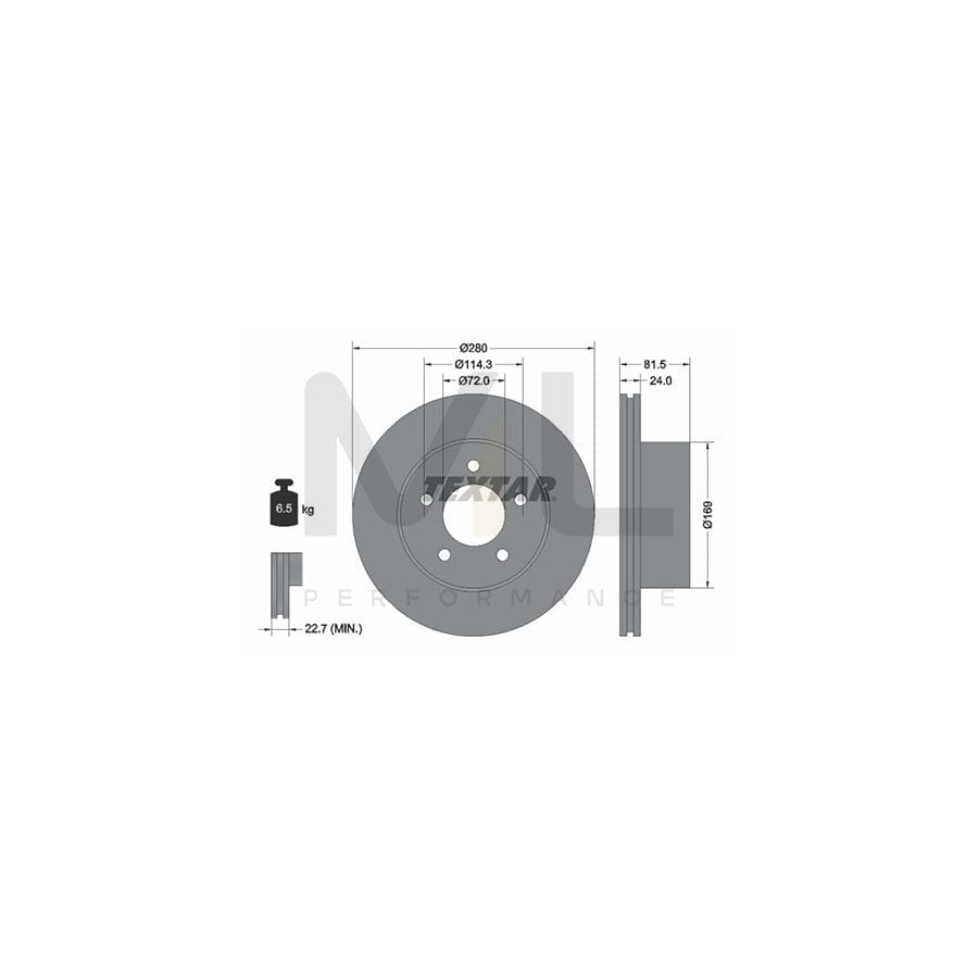 TEXTAR 92113500 Brake Disc Internally Vented, without wheel hub, without wheel studs | ML Performance Car Parts