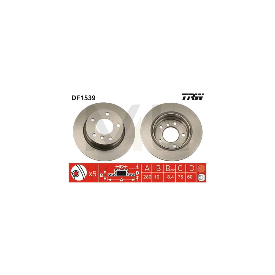 TRW DF1539 Brake Disc for BMW 3 Series Solid, Painted | ML Performance Car Parts