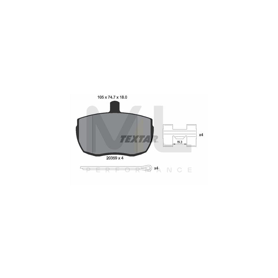 TEXTAR 2035908 Brake pad set not prepared for wear indicator, with accessories | ML Performance Car Parts