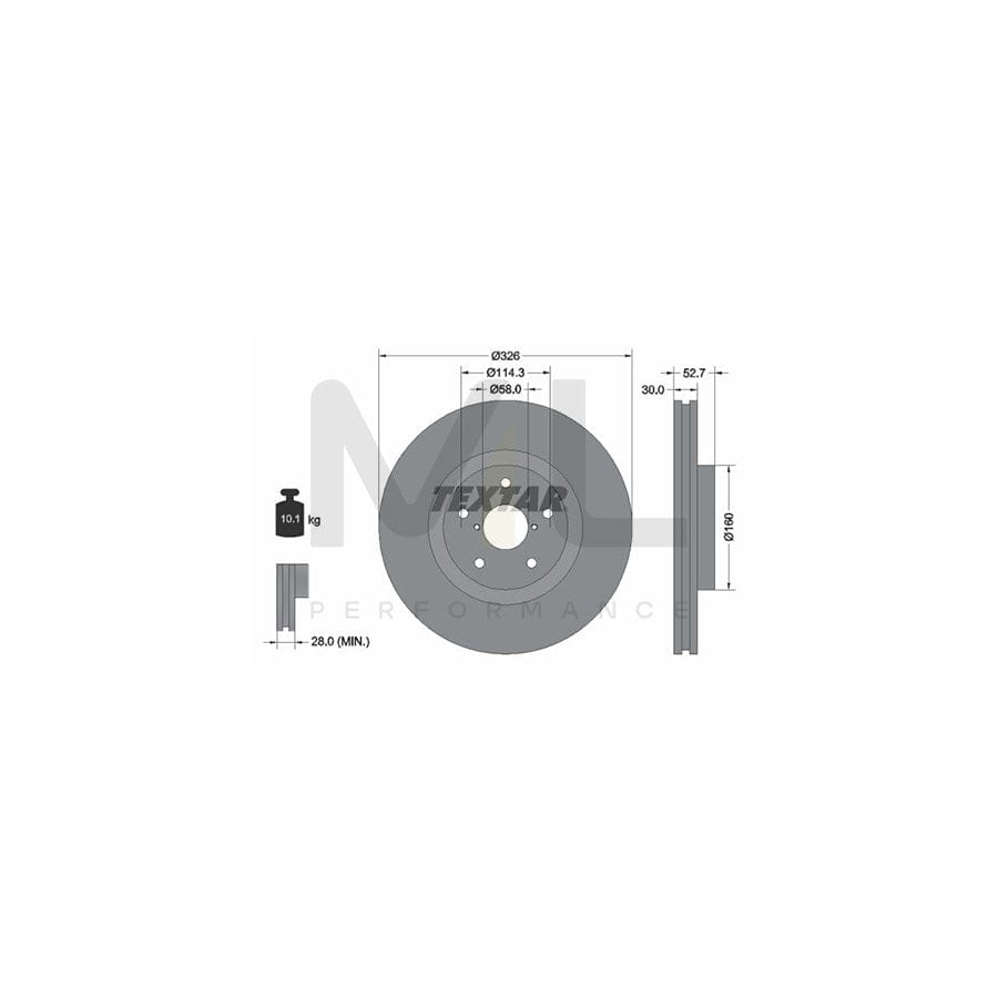 TEXTAR PRO 92194303 Brake Disc Internally Vented, Coated, without wheel hub, without wheel studs | ML Performance Car Parts