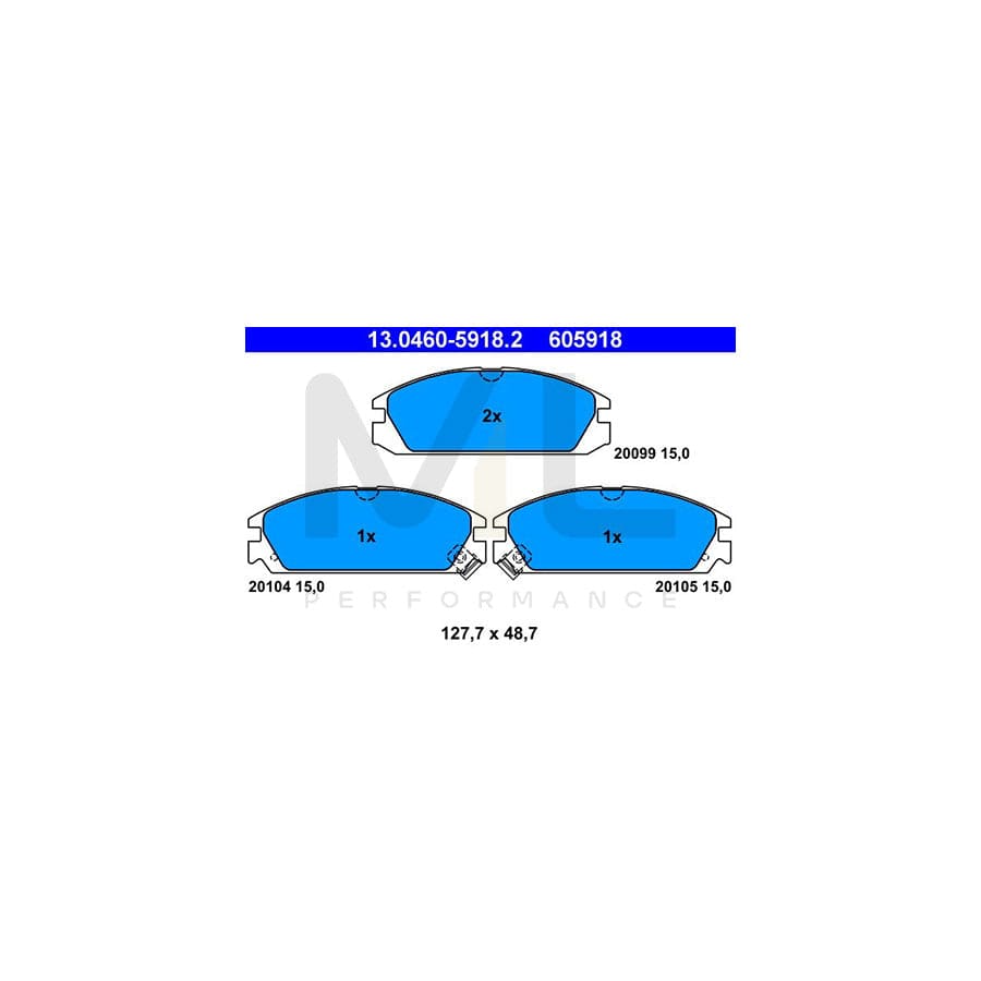 ATE 13.0460-5918.2 Brake pad set with acoustic wear warning