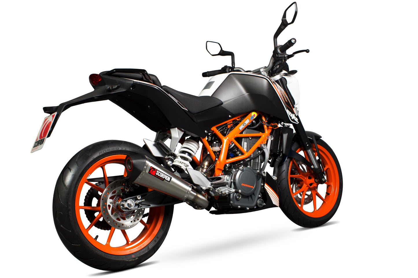 Scorpion RKT81SEO KTM Duke 390 Serket Taper 3/4 System - Brushed Stainless Steel Sleeve | ML Performance US US
