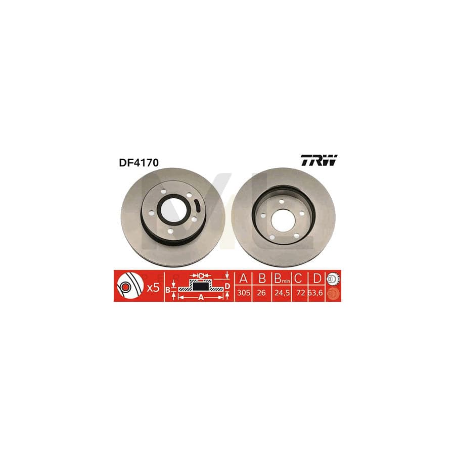 TRW DF4170 Brake Disc Vented, Painted | ML Performance Car Parts