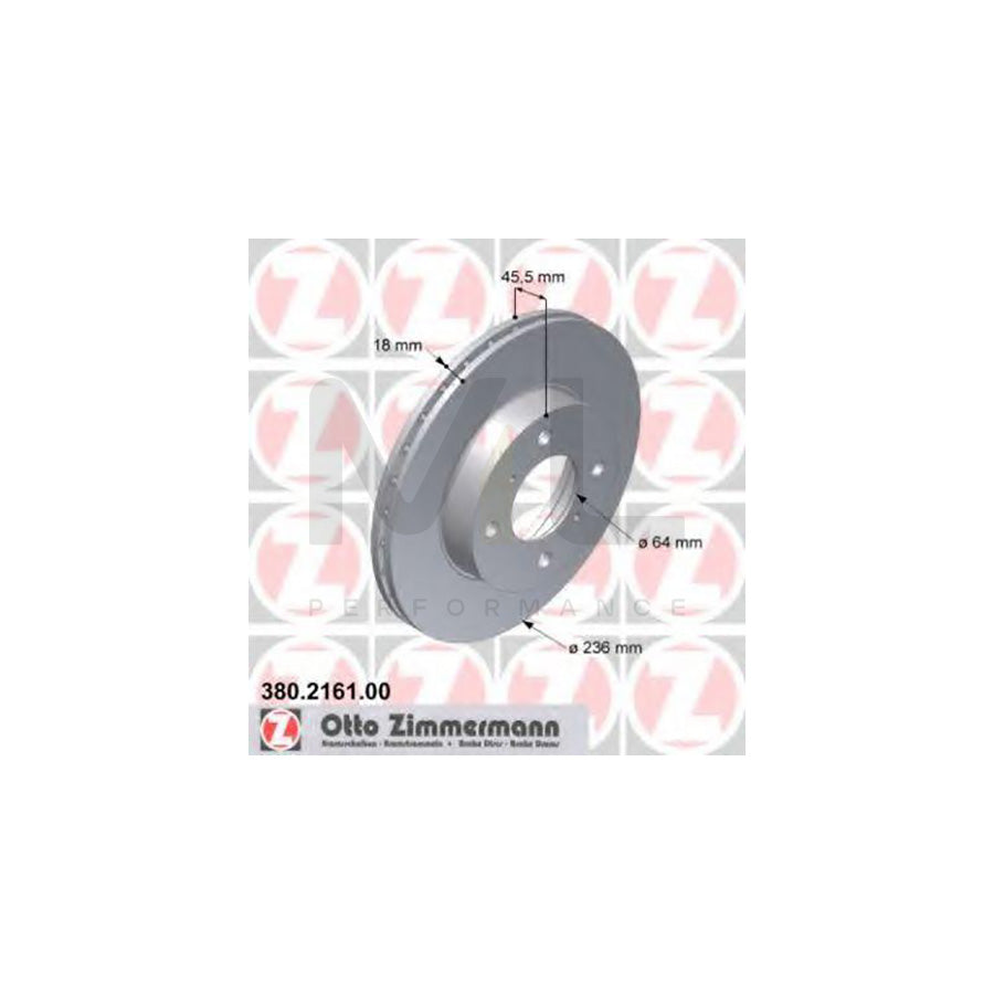 ZIMMERMANN 380.2161.00 Brake Disc Internally Vented - 1 piece