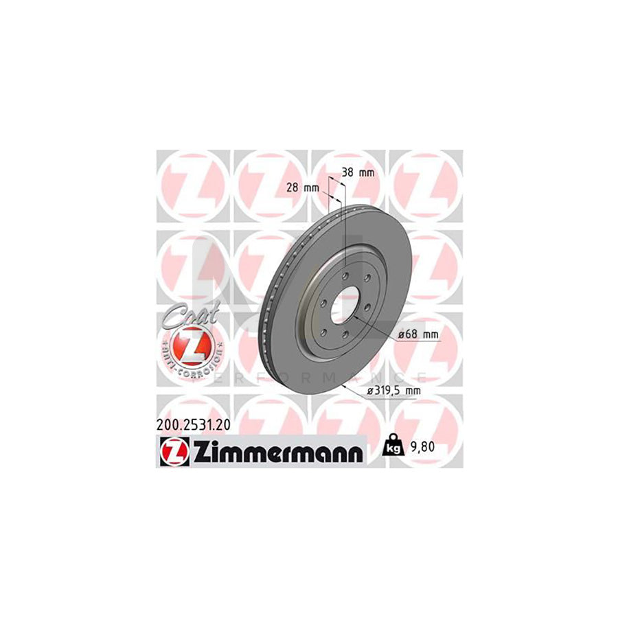 ZIMMERMANN COAT Z 200.2531.20 Brake Disc Internally Vented, Coated - 1 piece