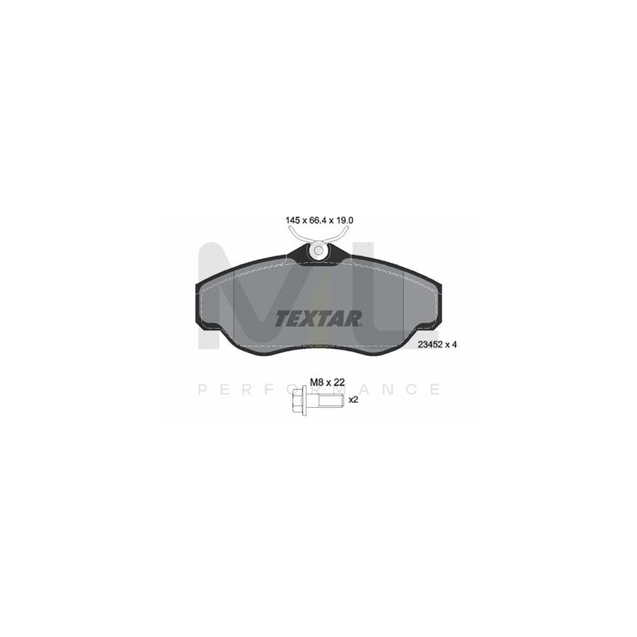 TEXTAR 2345201 Brake pad set not prepared for wear indicator, with brake caliper screws | ML Performance Car Parts
