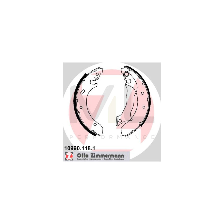 ZIMMERMANN 10990.118.1 Brake Shoe Set for FORD MONDEO with lever, without accessories