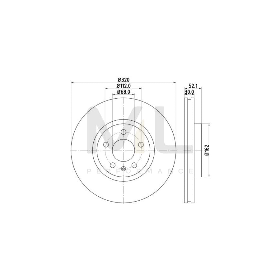 HELLA PRO High Carbon 8DD 355 129-231 Brake Disc Internally Vented, Coated, High-carbon, without wheel hub, without wheel studs