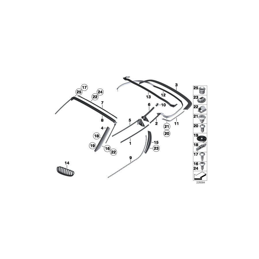 Genuine BMW 51377046123 E89 Inner Channel Sealing, Rear Left (Inc. Z4) | ML Performance US Car Parts