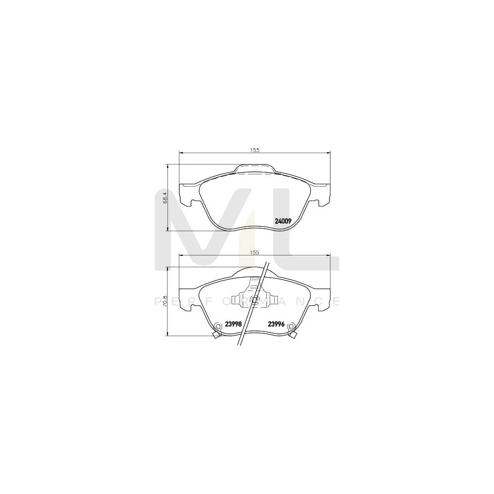 Hella 8DB 355 011-041 Brake Pad Set For Toyota Avensis With Acoustic Wear Warning