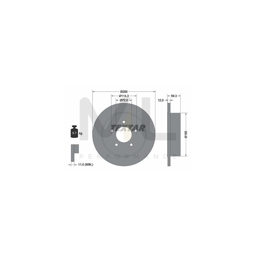TEXTAR PRO 92194003 Brake Disc Solid, Coated, without wheel hub, without wheel studs | ML Performance Car Parts