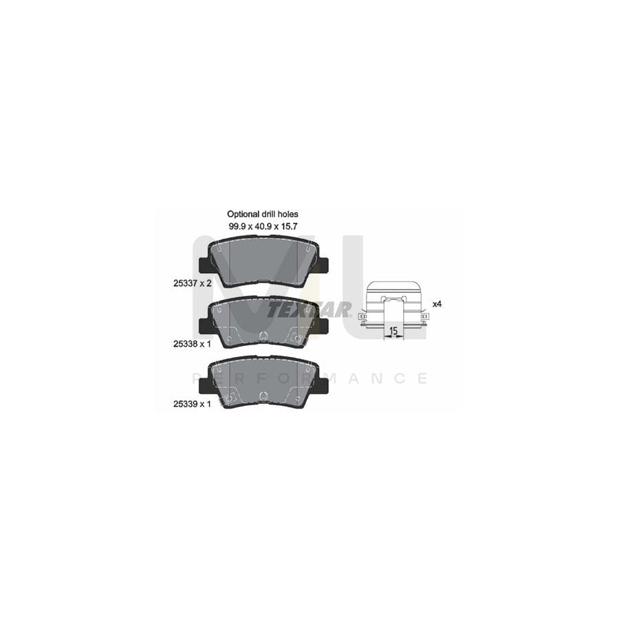 TEXTAR 2533707 Brake pad set with acoustic wear warning, with accessories | ML Performance Car Parts