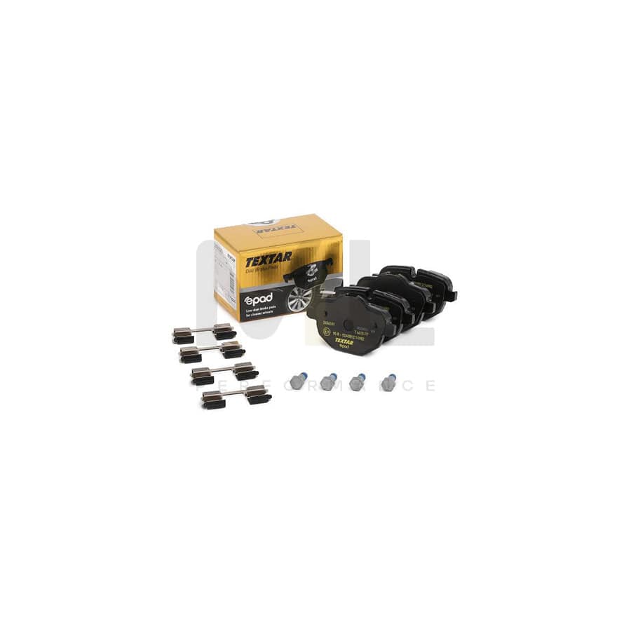 TEXTAR 2456181 Brake pad set epad, prepared for wear indicator, with brake caliper screws, with accessories | ML Performance Car Parts