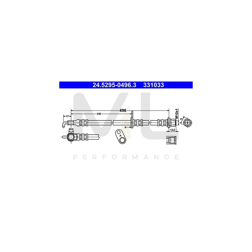 ATE 24.5295-0496.3 Brake Hose 496mm, M10x1