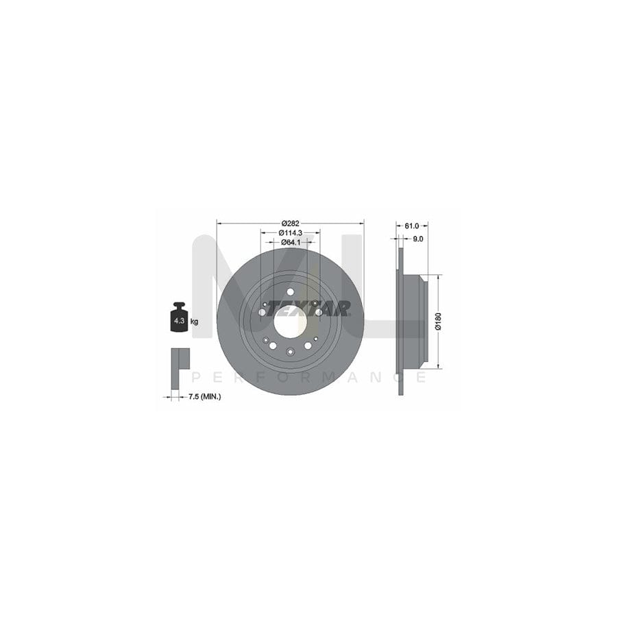 TEXTAR 92165800 Brake Disc for HONDA Accord VII Tourer (CM, CN) Solid, without wheel hub, without wheel studs | ML Performance Car Parts