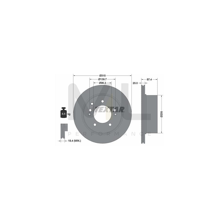 TEXTAR 92147400 Brake Disc for KIA Sorento I (JC) Internally Vented, without wheel hub, without wheel studs | ML Performance Car Parts