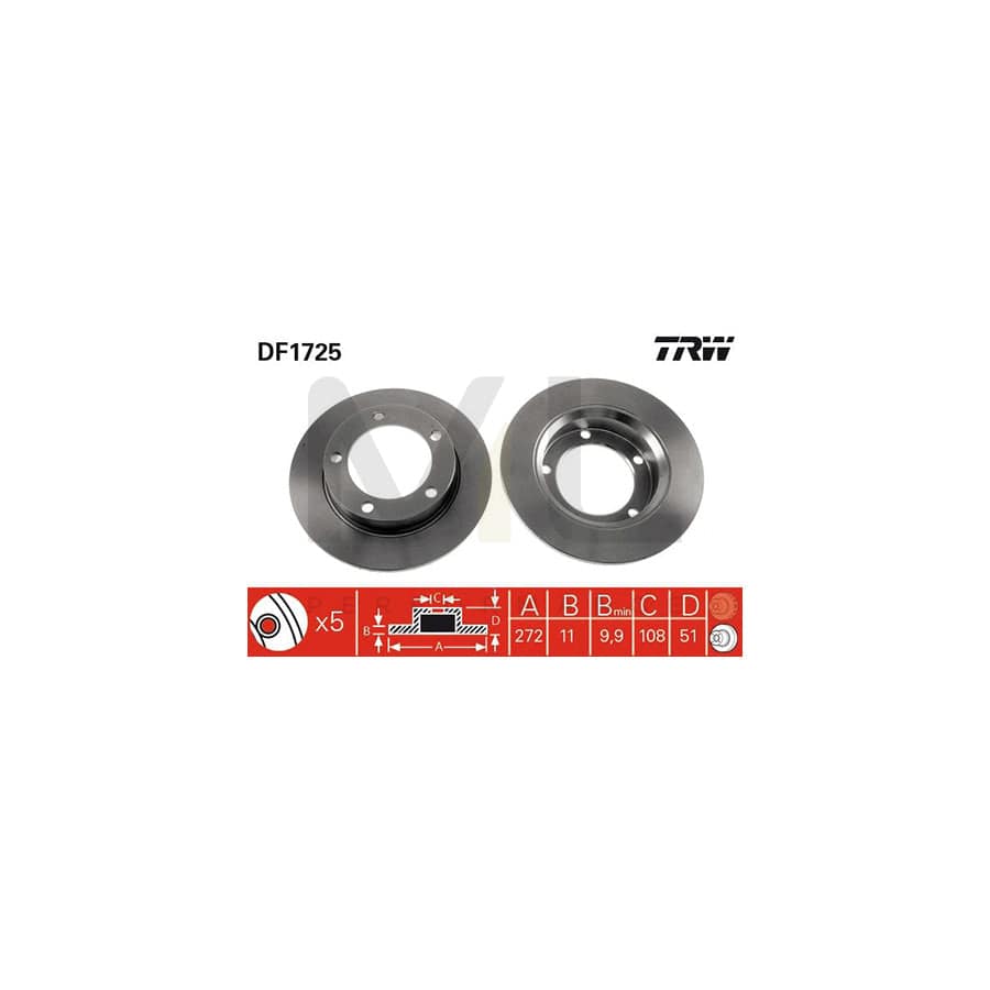 TRW DF1725 Brake Disc Solid, Painted | ML Performance Car Parts