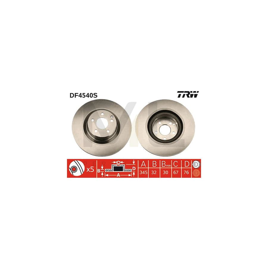 TRW DF4540S Brake Disc Vented | ML Performance Car Parts
