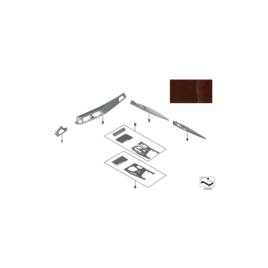 Genuine BMW 51457992264 F90 G30 G31 Cov.Pan.F.Dashb.Plum Brown Fr.Passenger PERLGLANZ CHROM (Inc. 530dX, M550iX & 540i) | ML Performance US Car Parts