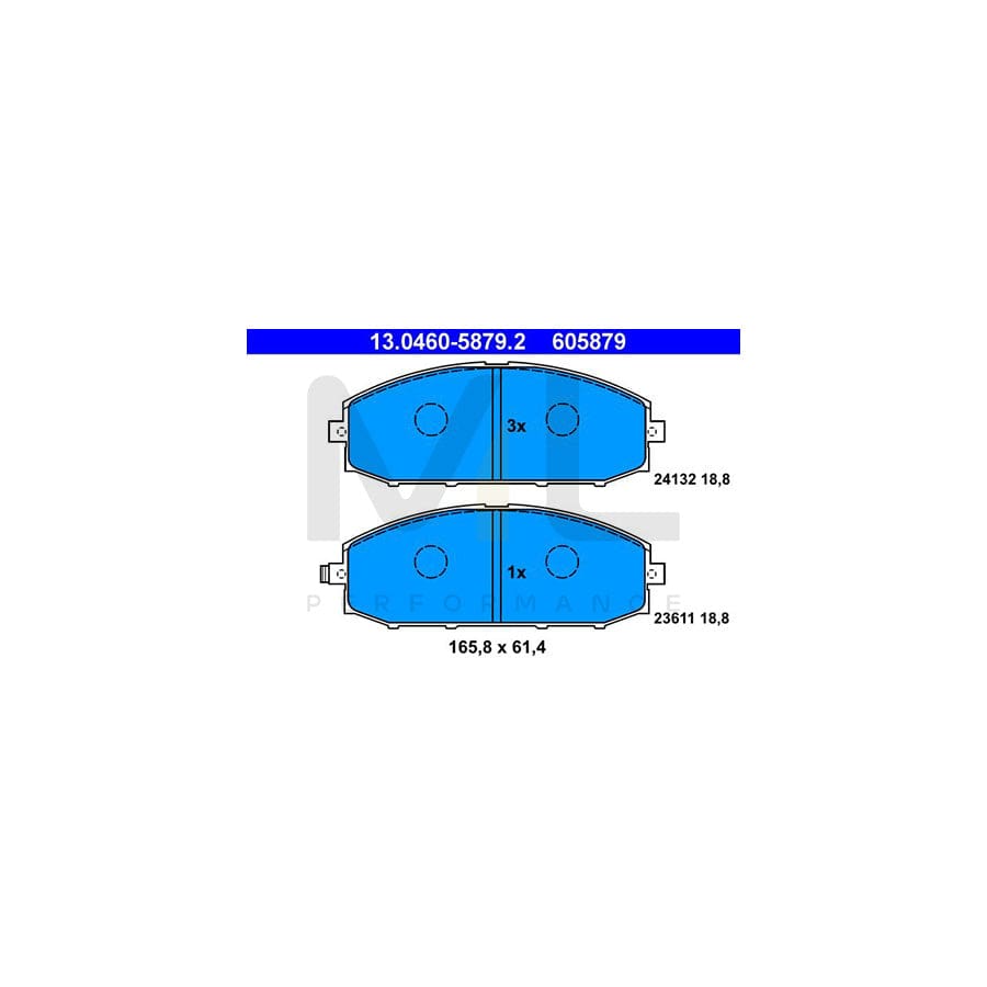 ATE 13.0460-5879.2 Brake pad set for NISSAN PATROL with acoustic wear warning
