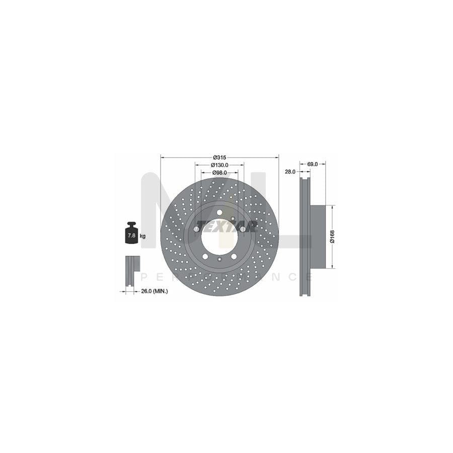 TEXTAR PRO+ 92279905 Brake Disc Internally Vented, Perforated, Coated, High-carbon, without wheel hub, without wheel studs | ML Performance Car Parts