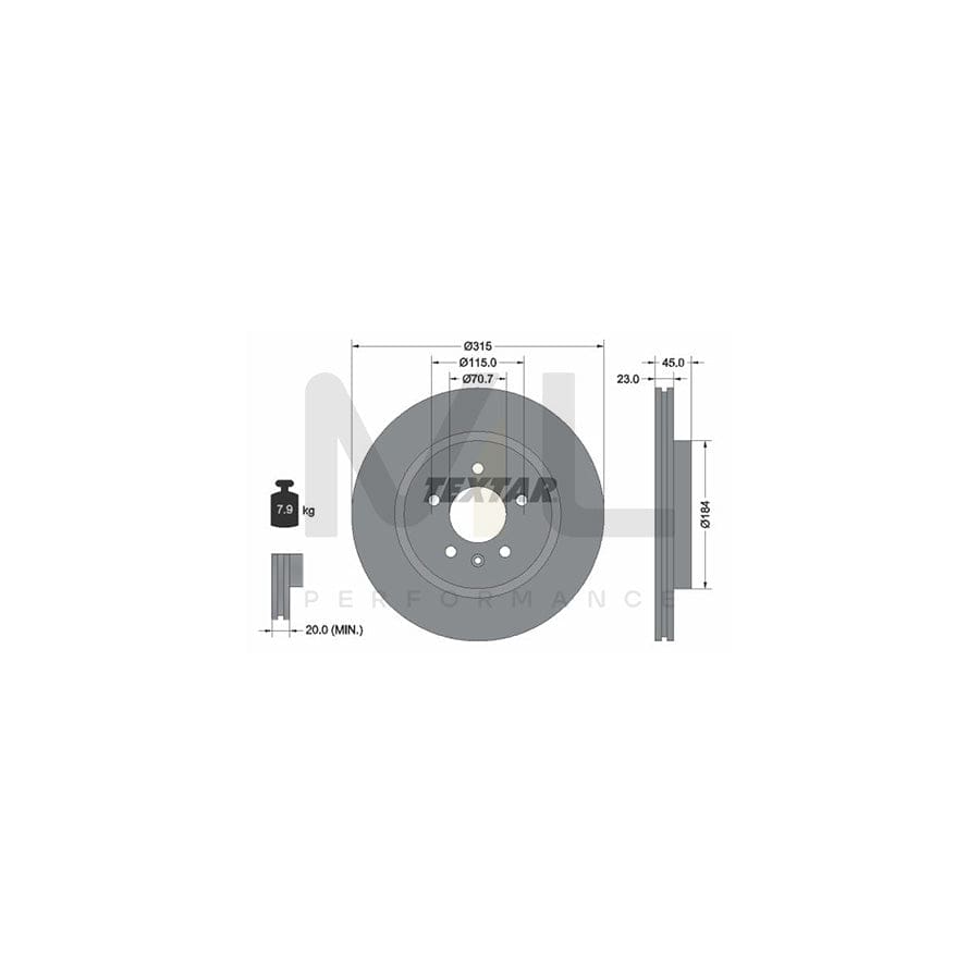 TEXTAR PRO 92239803 Brake Disc Internally Vented, Coated, without wheel hub, without wheel studs | ML Performance Car Parts