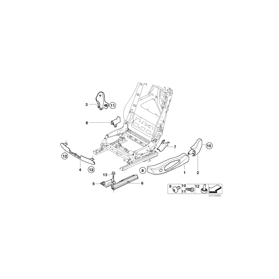 Genuine BMW 52107162773 E64 Trim, Seat Outer Left CREAMBEIGE (Inc. 630i, 635d & 650i) | ML Performance US