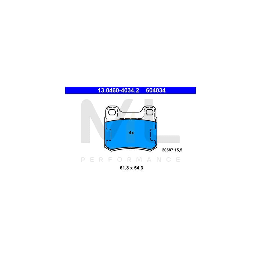 ATE 13.0460-4034.2 Brake pad set excl. wear warning contact, not prepared for wear indicator