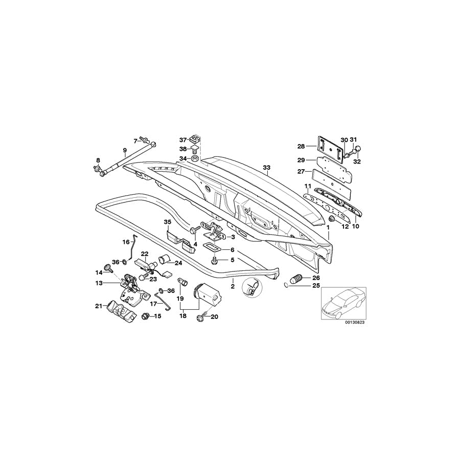 Genuine BMW 51248400506 E36 Connection Rod, Trunk Lid Lock (Inc. Z3 2.8, Z3 3.0i & Z3 M) | ML Performance US Car Parts