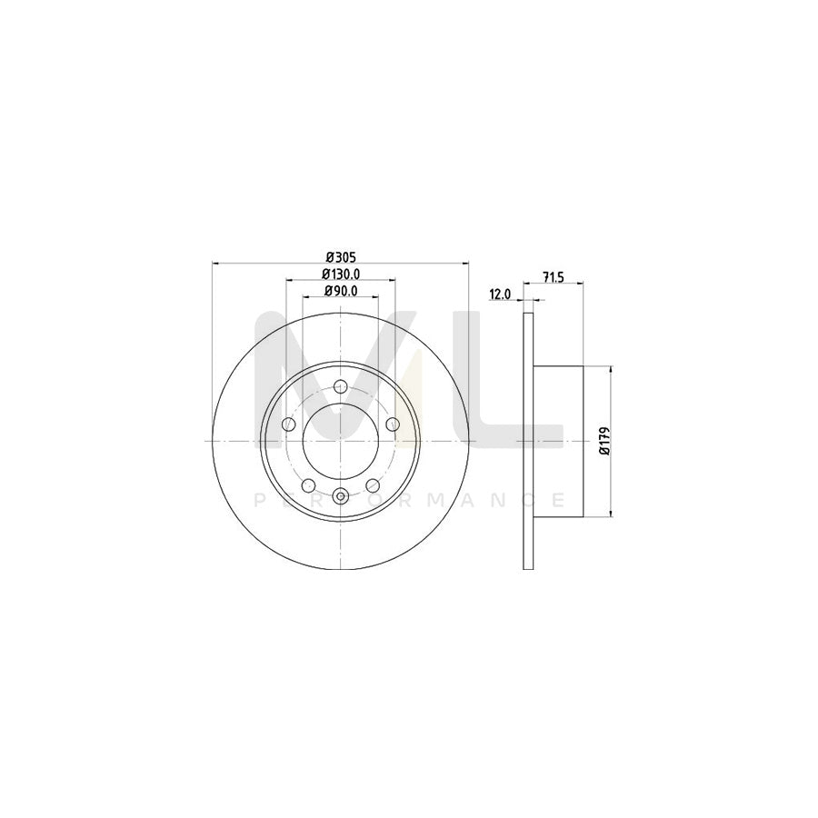 HELLA 8DD 355 117-131 Brake Disc Solid, without wheel hub, without wheel studs