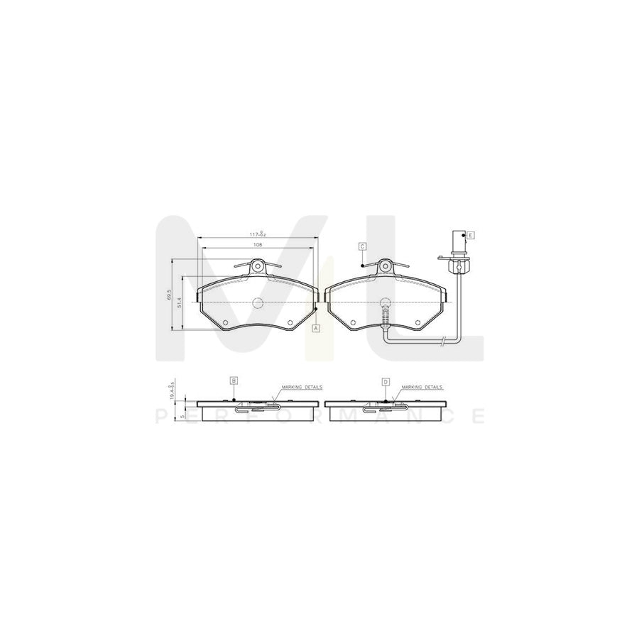 Bosch 0986Tb2312 Brake Pad Set Incl. Wear Warning Contact, With Accessories | ML Performance Car Parts