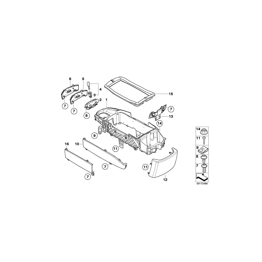 Genuine BMW 51167051707 E65 E67 E66 Cover Centre Console, Rear SCHWARZ (Inc. 735Li, ALPINA B7 & 730Li) | ML Performance US Car Parts