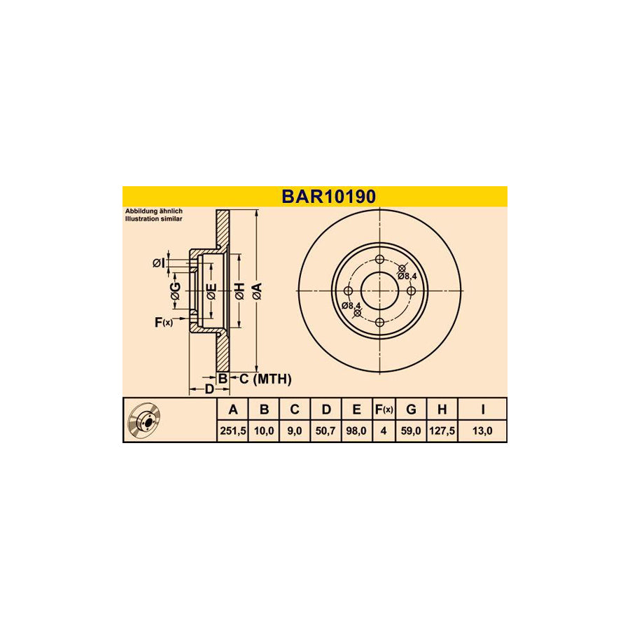 Barum Bar10190 Brake Disc