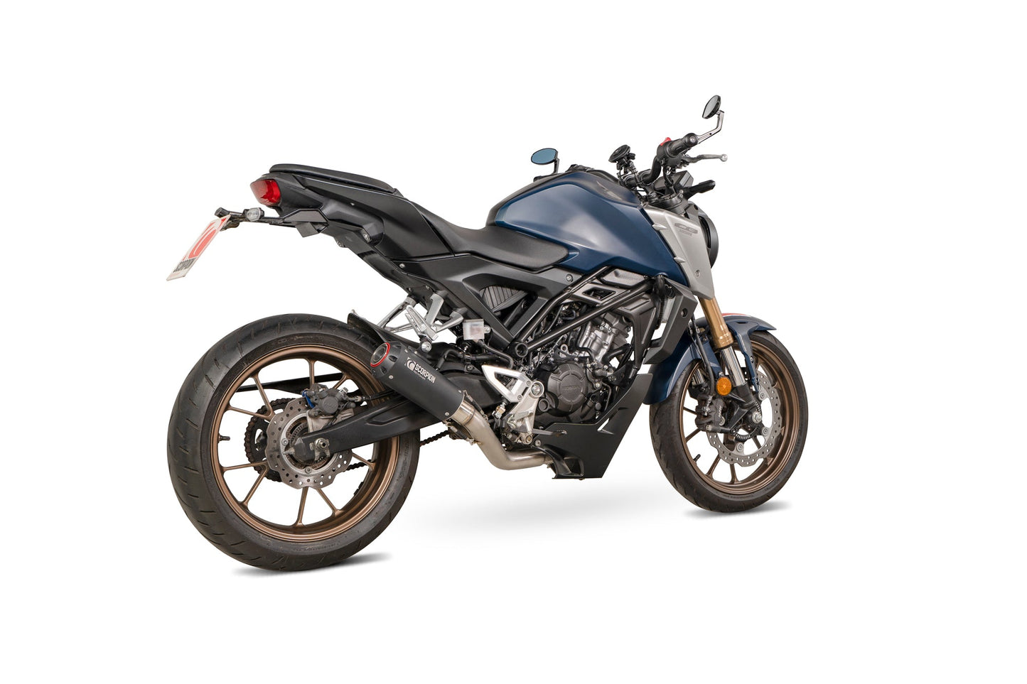 Scorpion PHA198SYSBCER Honda CB 125 R Red Power Full System - Black Ceramic Coated Sleeve | ML Performance US US