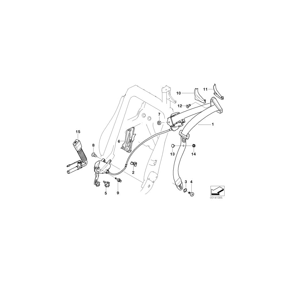 Genuine BMW 72119143253 E64 Upper Belt Front Left CREAMBEIGE (Inc. 630i, 635d & 650i) | ML Performance US