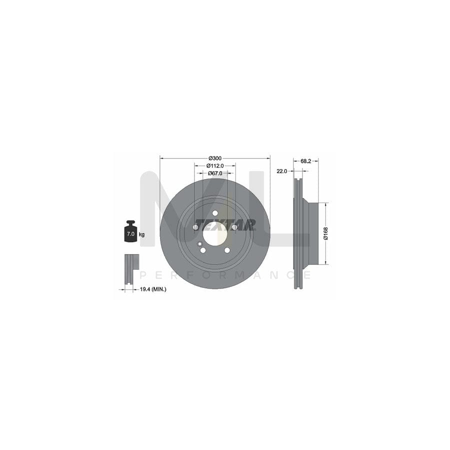 TEXTAR 92115500 Brake Disc Internally Vented, without wheel hub, without wheel studs | ML Performance Car Parts