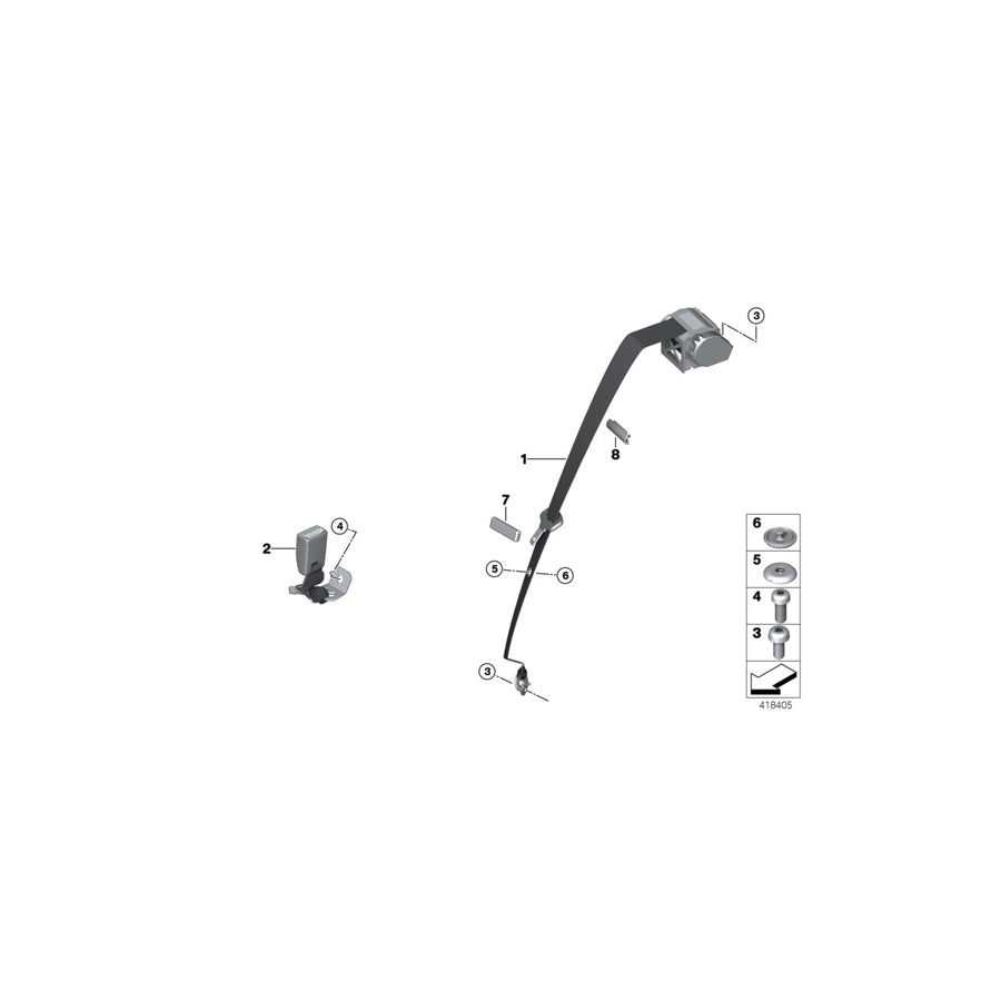 Genuine BMW 72118092862 F32 F22 F87 Upper Belt Rear Right M (Inc. 430i, M2 Competition & M2) | ML Performance US