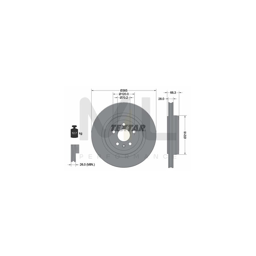 TEXTAR 92313803 Brake Disc Internally Vented, Coated, without wheel hub, without wheel studs | ML Performance Car Parts