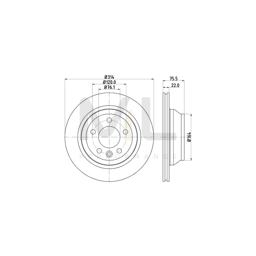 HELLA PRO 8DD 355 109-801 Brake Disc Externally Vented, Coated, without wheel hub, without wheel studs