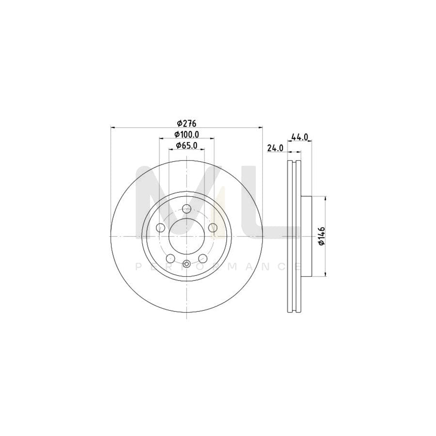 HELLA 8DD 355 132-891 Brake Disc Internally Vented, Coated, without wheel hub, without wheel studs