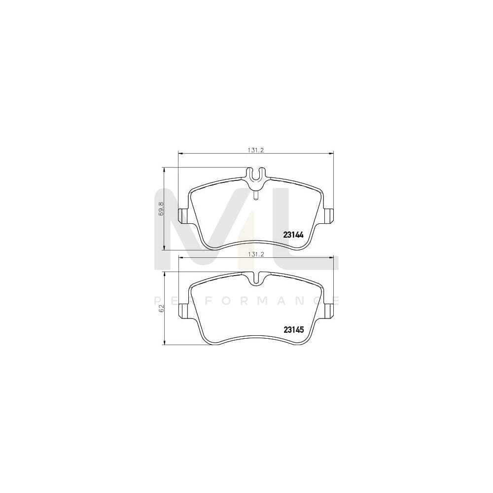 Hella 8DB 355 018-351 Brake Pad Set Prepared For Wear Indicator, With Brake Caliper Screws, With Accessories