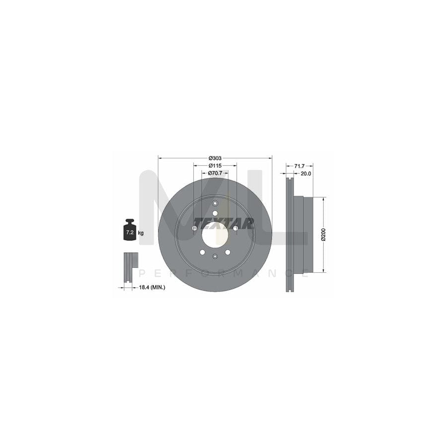 TEXTAR PRO 92165503 Brake Disc Internally Vented, Coated, without wheel hub, without wheel studs | ML Performance Car Parts