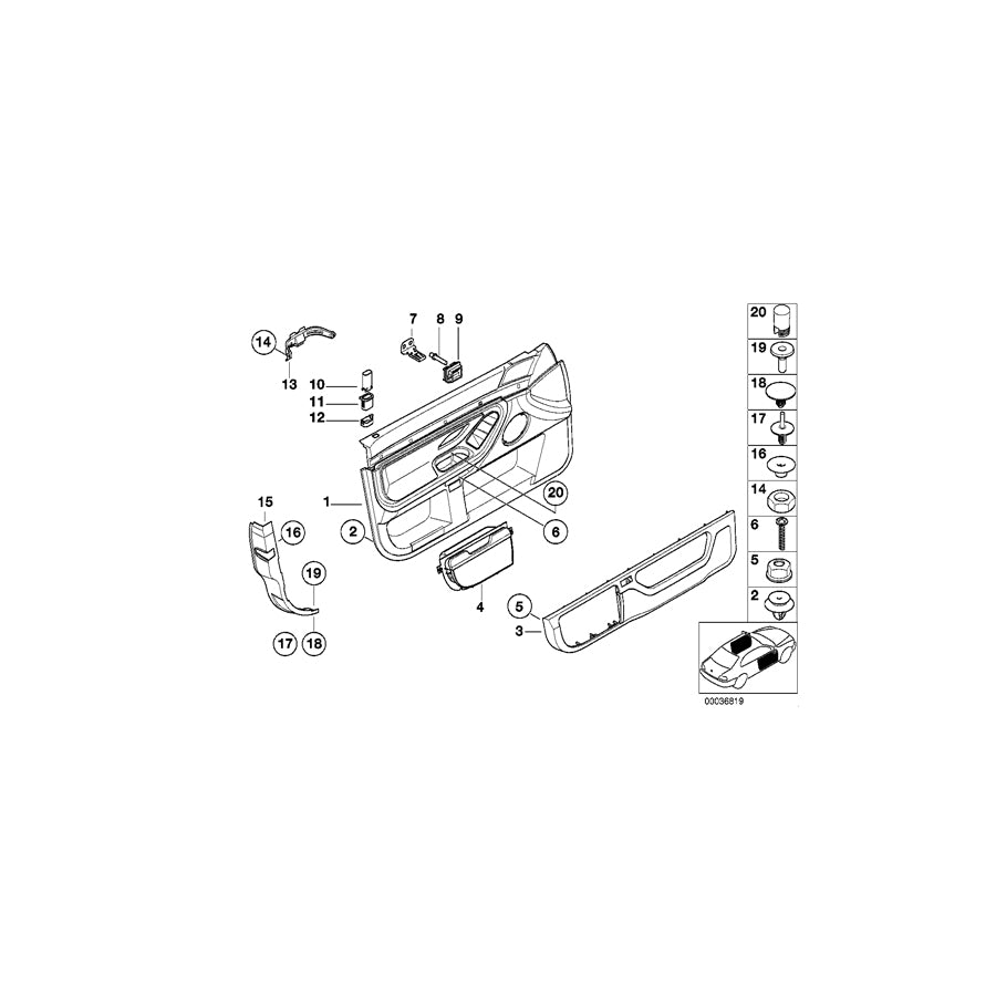Genuine BMW 51418226972 E38 Door Trim Panel, Front Right SANDBEIGE (Inc. 740d, 728iL & 740iL) | ML Performance US Car Parts
