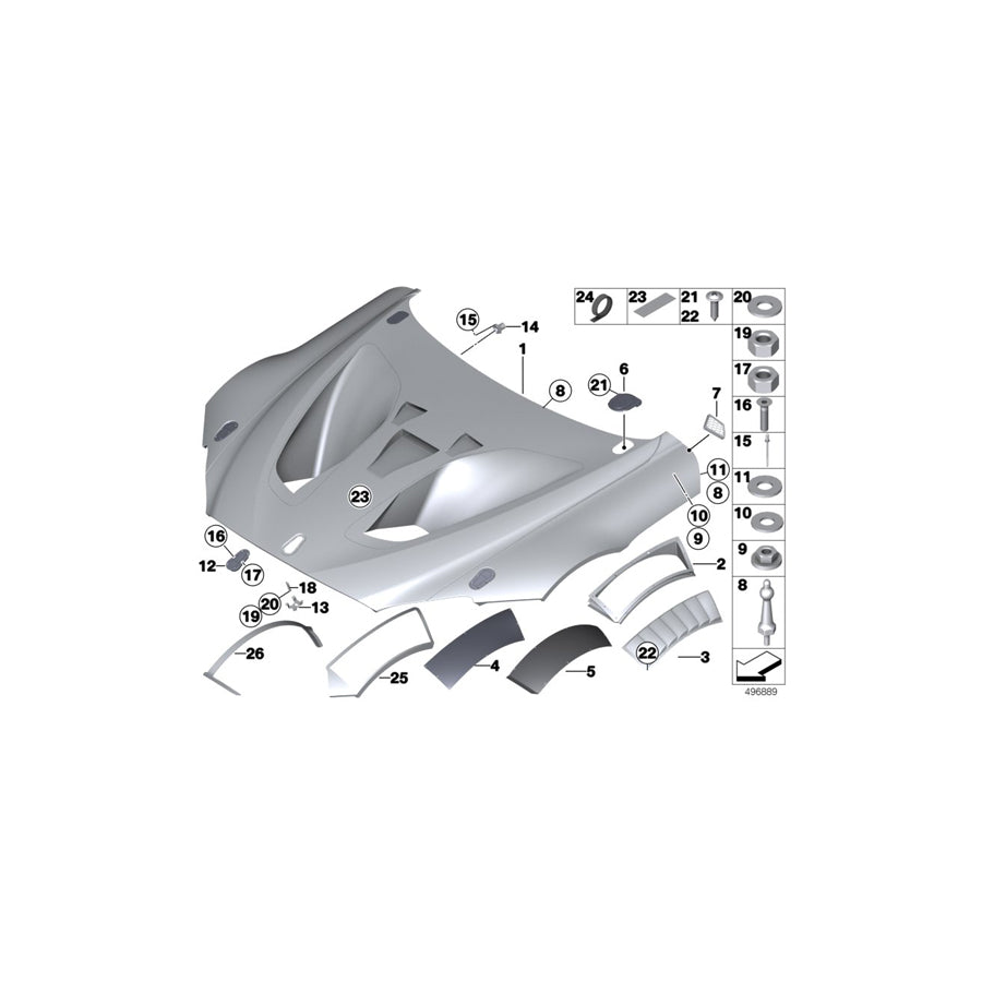 Genuine BMW 83318428176 Template Hood Cutout INSIDE RH (Inc. M6 GT3) | ML Performance US