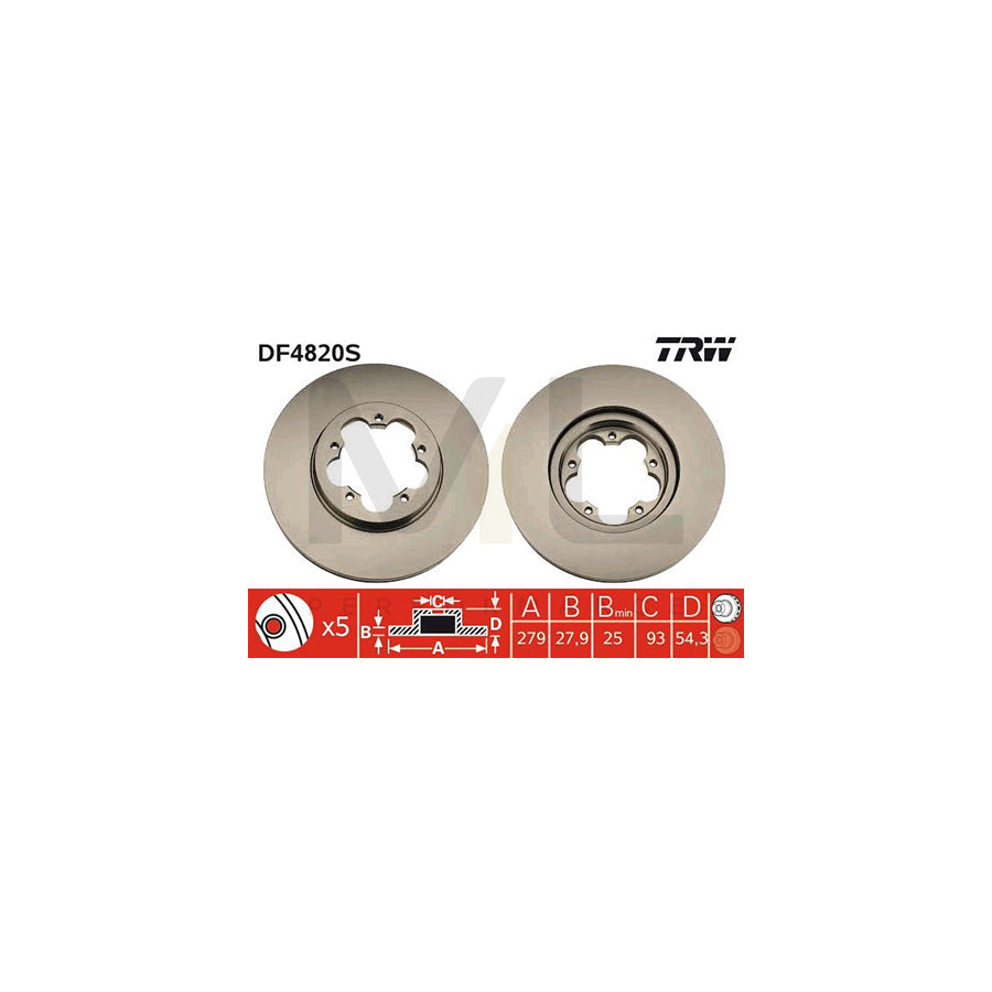 TRW DF4820S Brake Disc for FORD TRANSIT Vented | ML Performance Car Parts